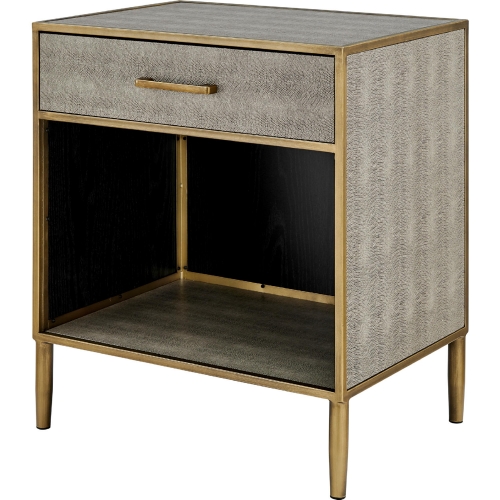 Arista Side End Table in Gray Faux Shagreen & Antique Gold